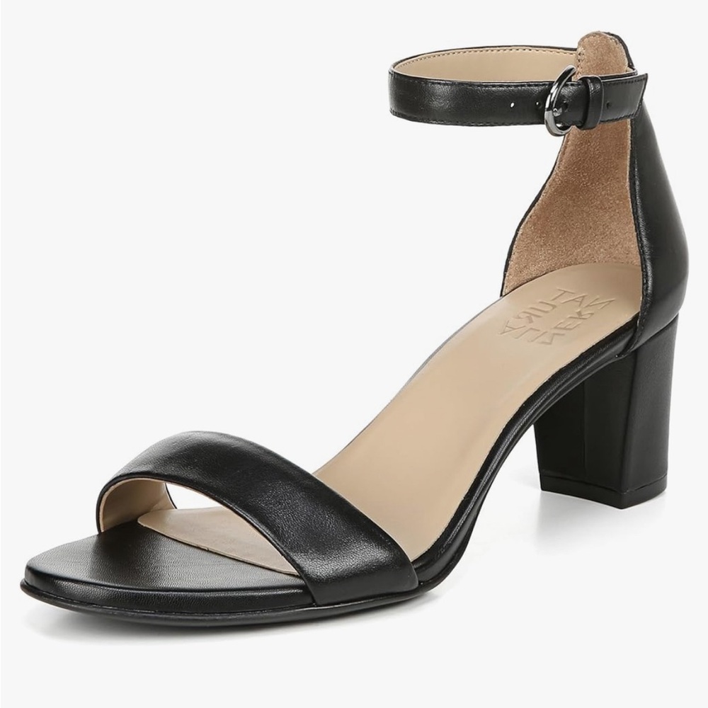 7 WIDE Naturalizer Women Vera Ankle Strap Block Heel Sandal